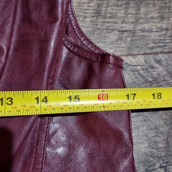 Biker Vest Rag Cie Full Zip Burgendy Flux Leather Moto Gillet Size M - Picture 4 of 11